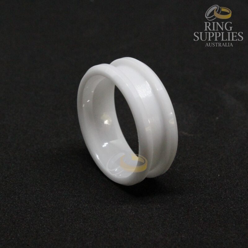 8mm white ceramic ring blanks with 4mm channel groove