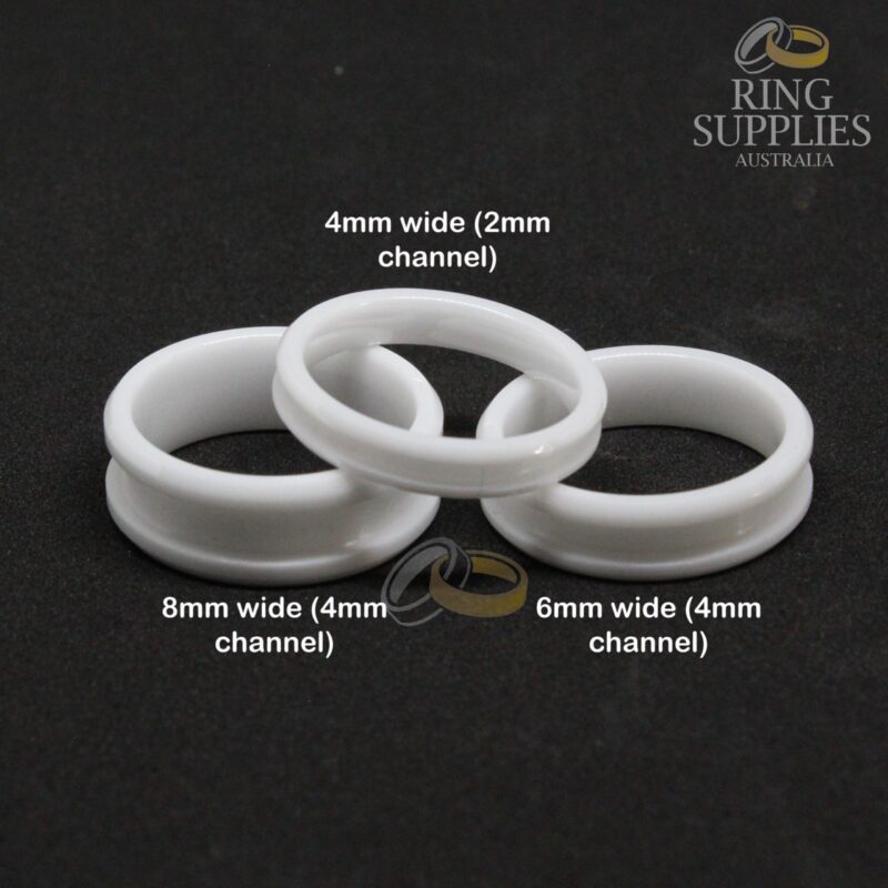 White ceramic ring blanks with channel groove