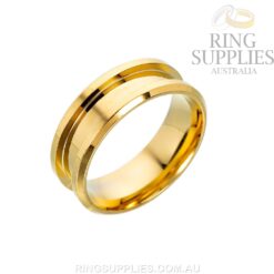 Gold coloured stainless steel ring blank with inlay channel