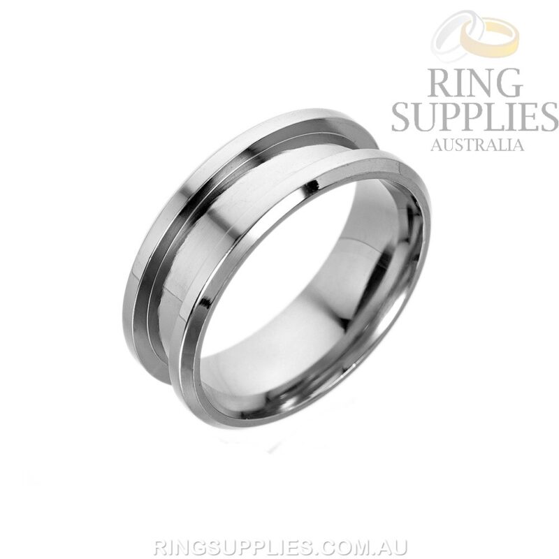 Stainless steel ring blank with inlay channel