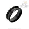 Black coloured stainless steel ring blank with inlay channel
