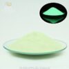 Yellow green glow powder with an inset showing its glow