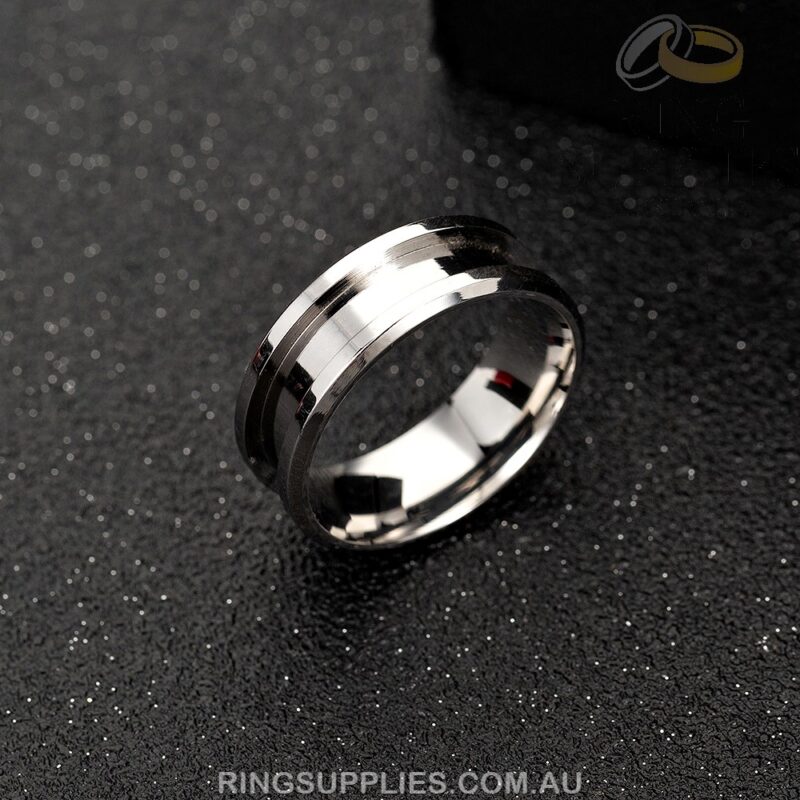 Stainless steel ring blank with inlay channel