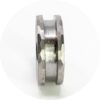 Side view of the channel in a hammered tungsten ring blank