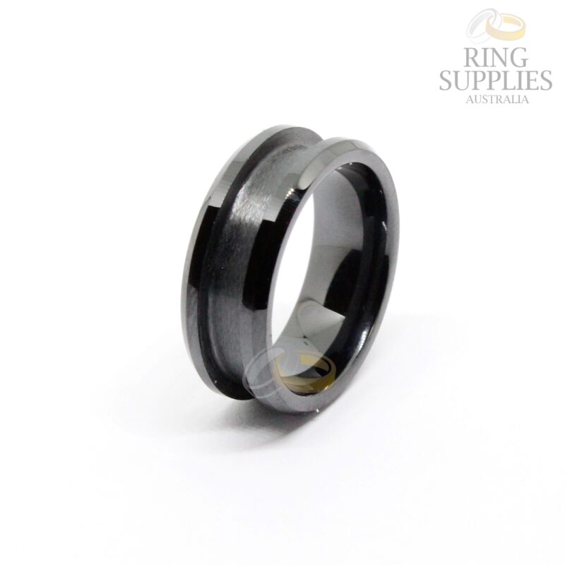 8mm black ceramic ring blanks with channel groove