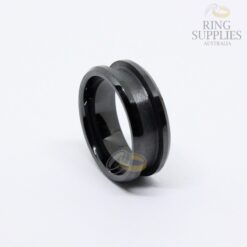 8mm black ceramic ring blanks with channel groove