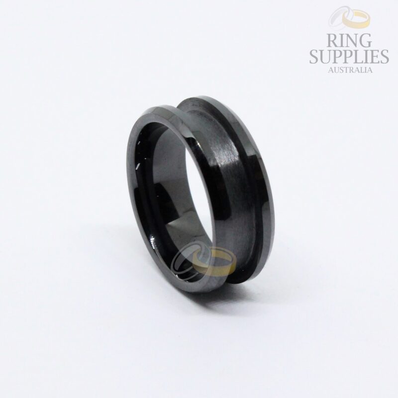 8mm black ceramic ring blanks with channel groove