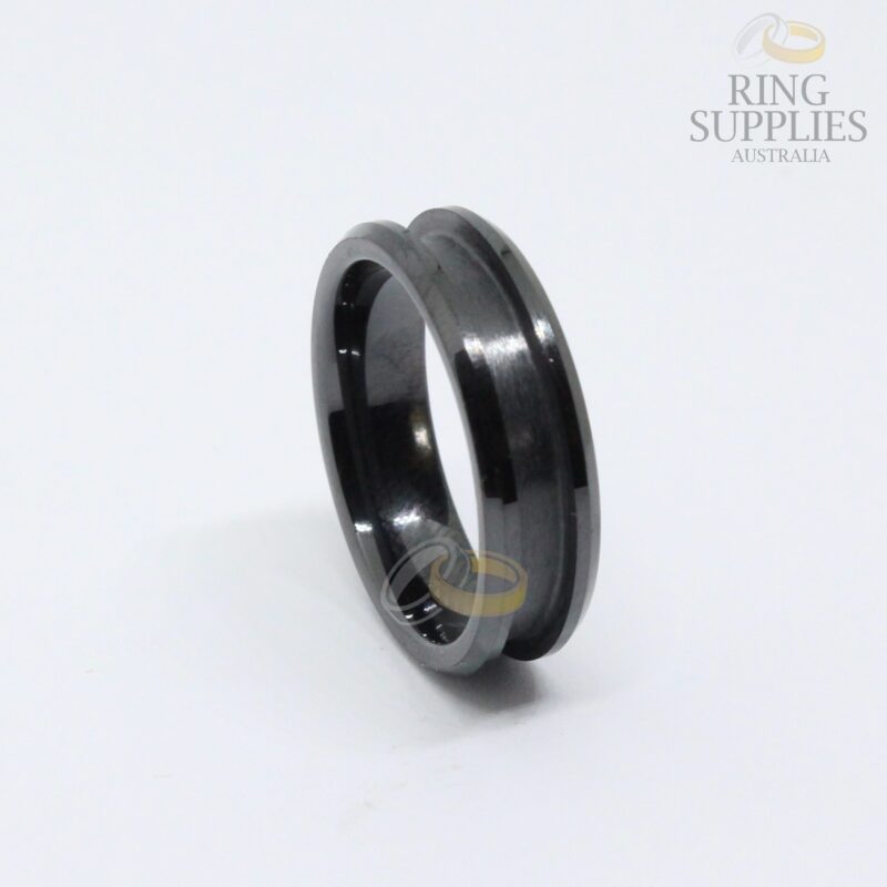6mm black ceramic ring blanks with channel groovev