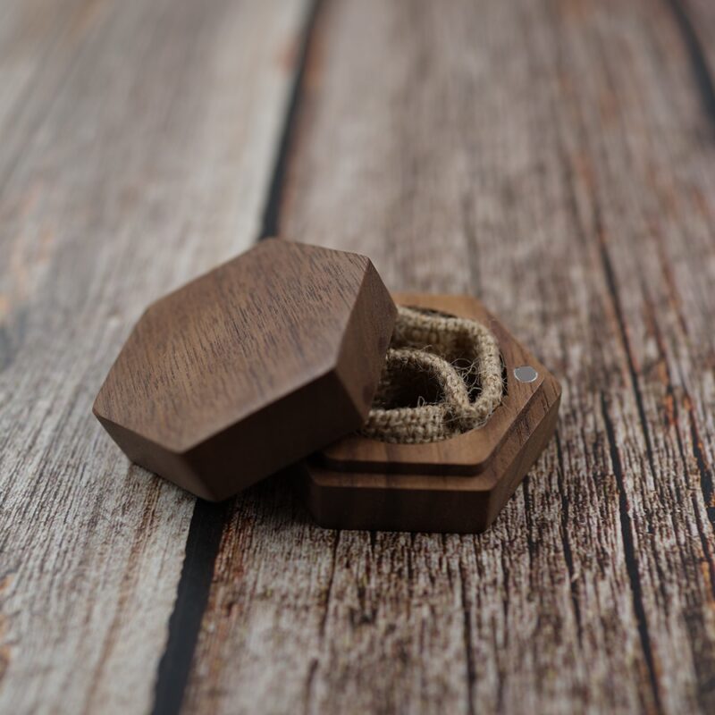 Hexagon Wooden Ring Box
