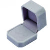 Open grey velvet ring presentation box