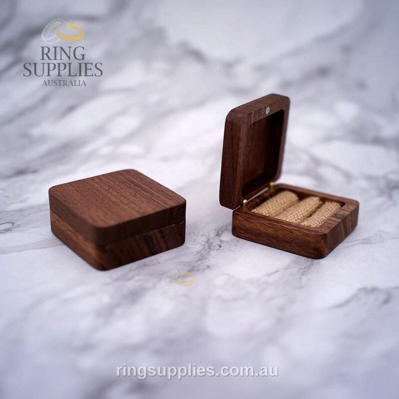 Square Walnut Ring Presentation Box