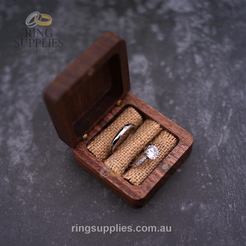 Square Walnut Ring Presentation Box