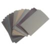 Fan of assorted wet and dry sandpaper sheets