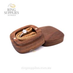 Walnut square ring presentation box with hessian pillow