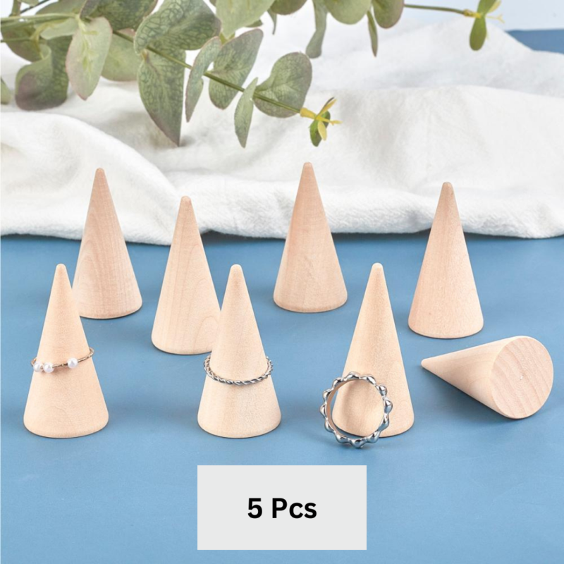 5 x wooden ring display