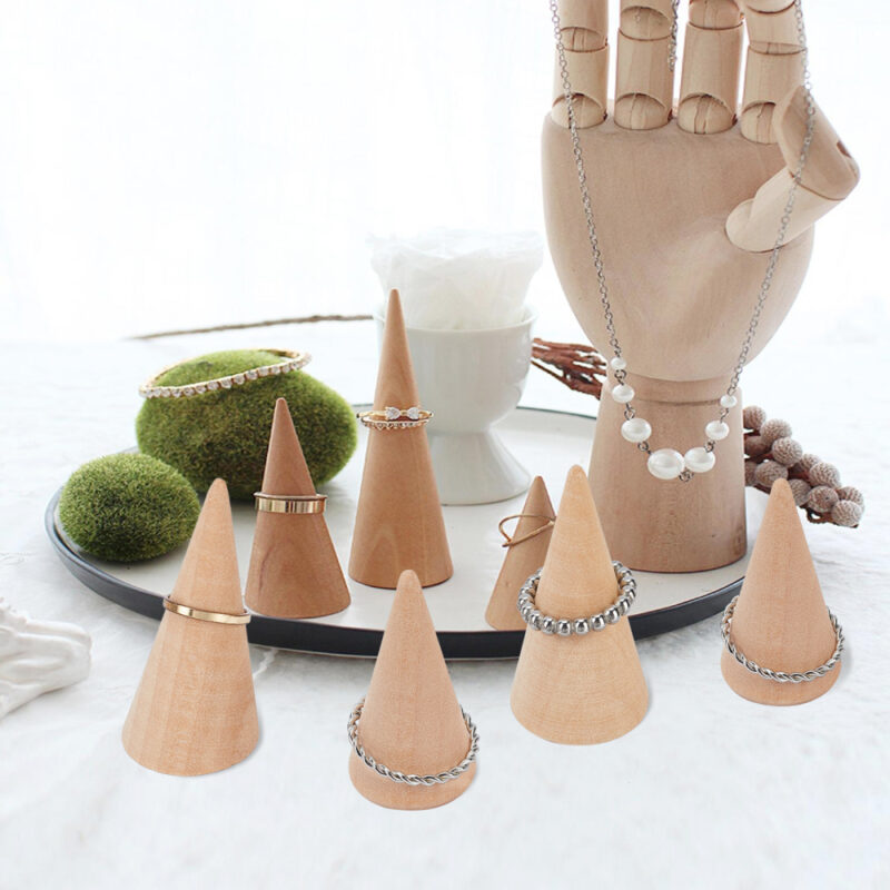 10pc wooden ring display cones