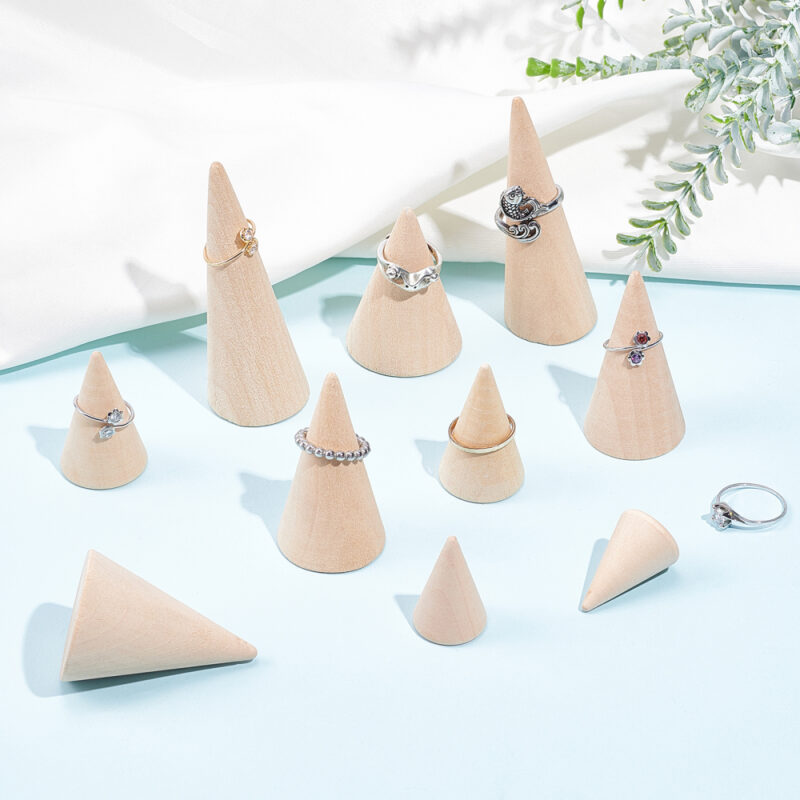 10pc wooden ring display cones