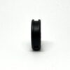 Side view of the recessed inlay channel in an ebony ring blank