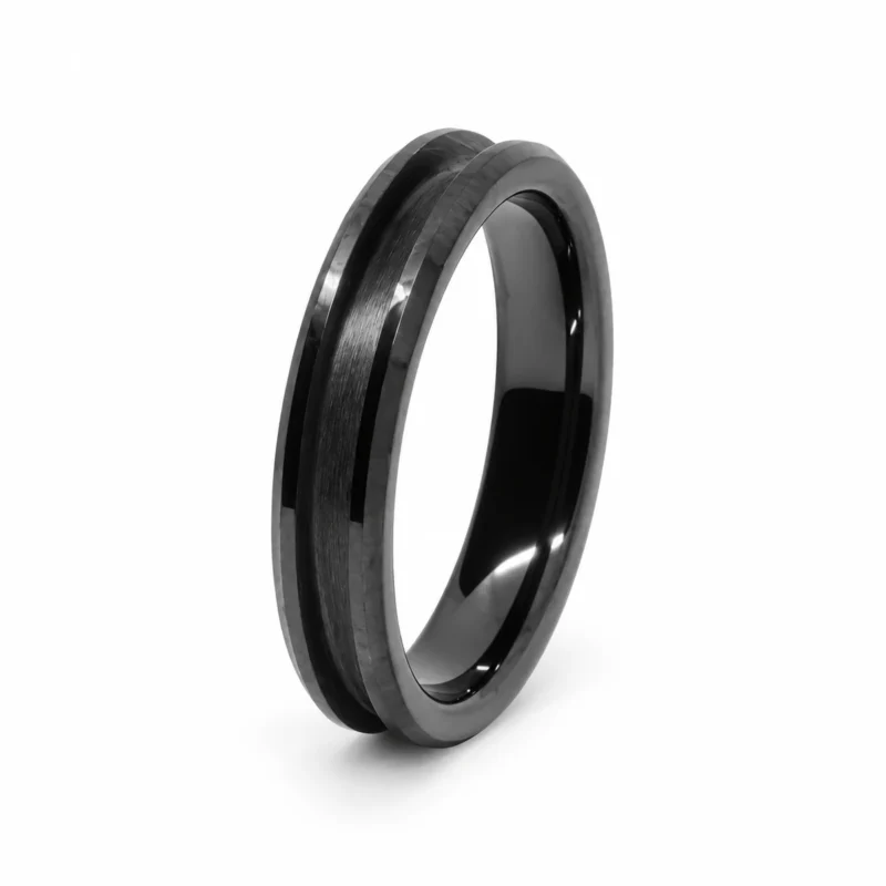 4mm black ceramic ring blank or core with 2mm inlay channel
