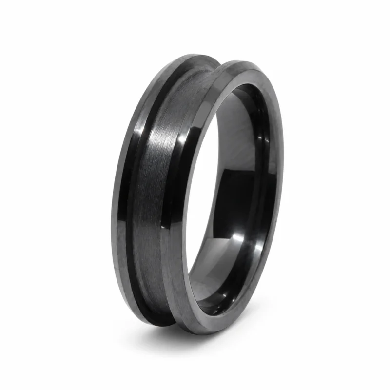 6mm black ceramic ring blank or core with 3mm inlay channel