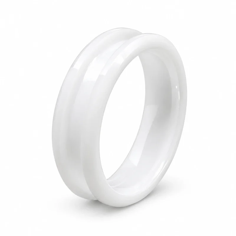 6mm white ceramic ring blank or core with 3mm inlay channel