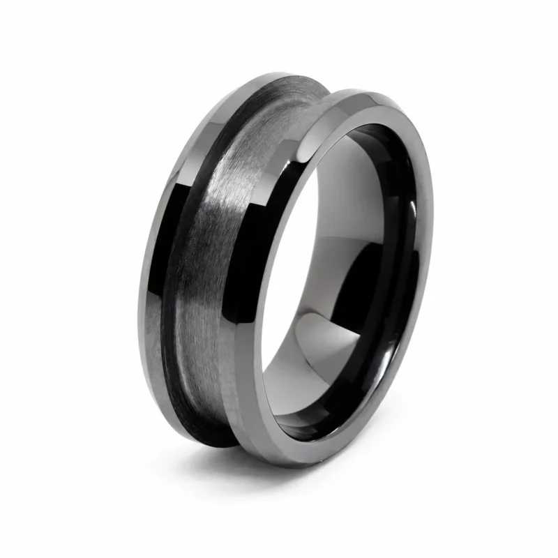 8mm black ceramic ring blank or core with 4mm inlay channel