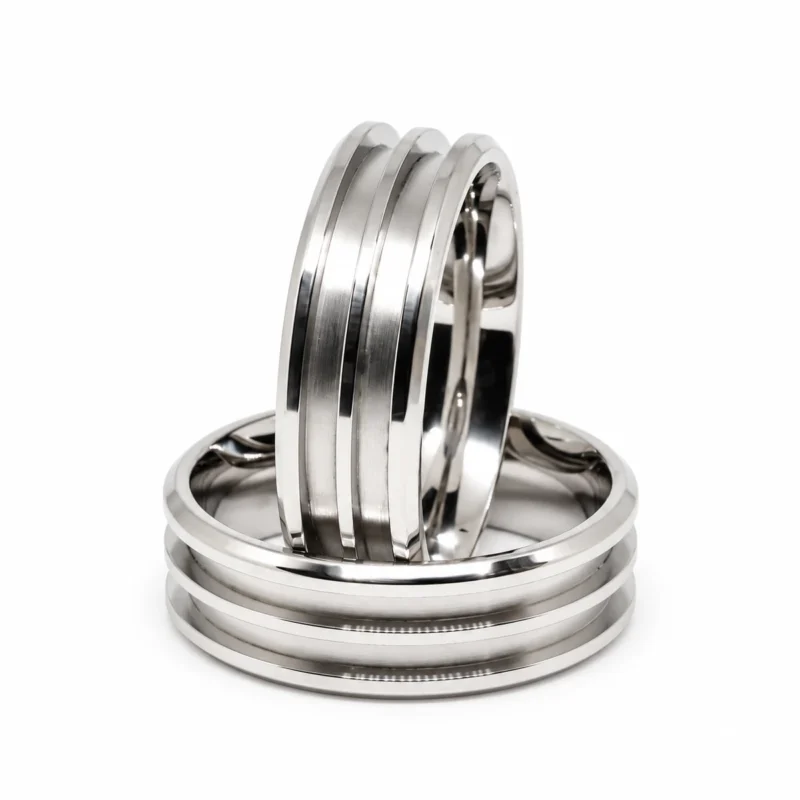 Two 8mm stainless steel ring blanks with two 2mm inlay channels