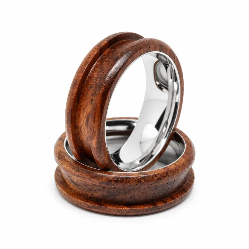 8mm rosewood ring blanks with stainless steel bands