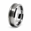 8mm faceted and hammered tungsten ring blank with 4mm inlay channel