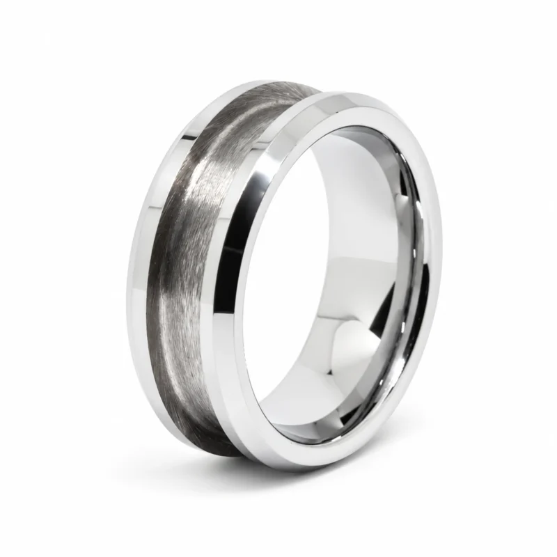 8mm tungsten ring blank with 4mm inlay channel