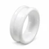 8mm white ceramic ring blank with 4mm inlay channel