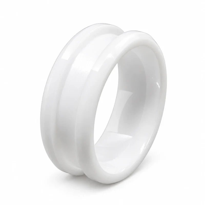 8mm white ceramic ring blank with 4mm inlay channel