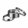 Three-part stainless steel ring blank shown disassembled for bent wood and other inlay materials